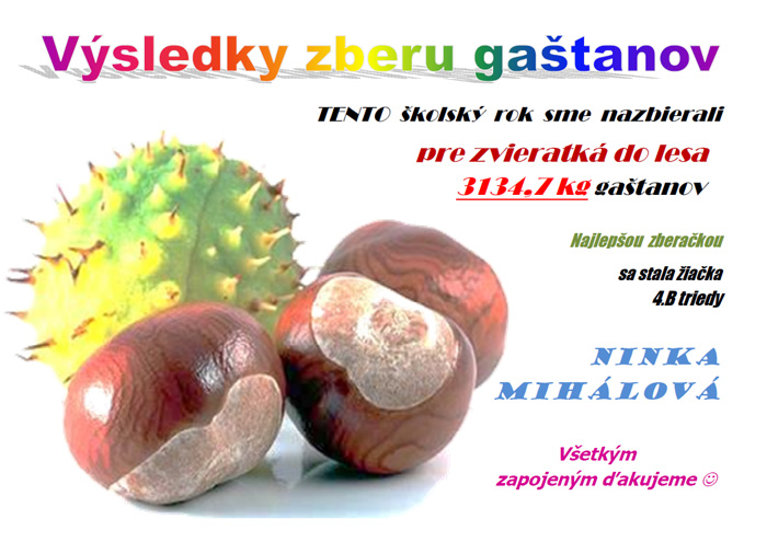 Výsledky zberu gaštanov