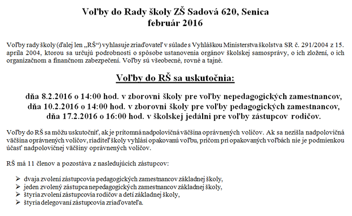 Volebný poriadok pre voľby do Rady školy